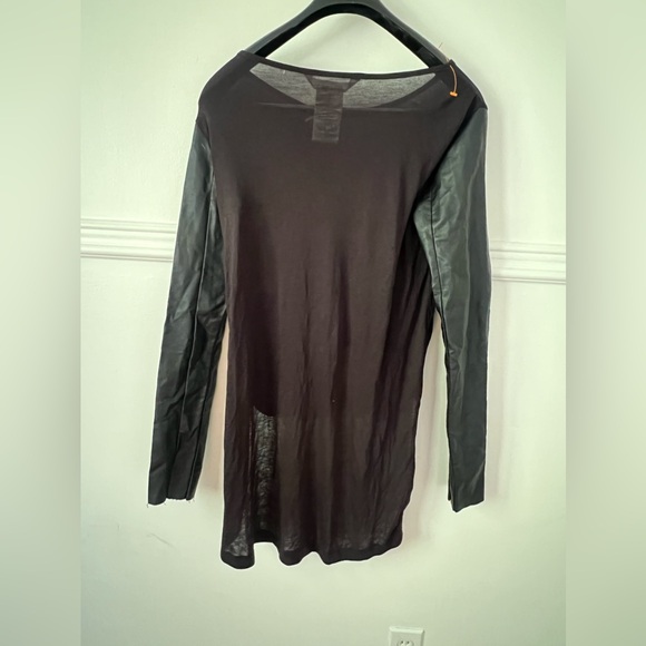 BCBGeneration NEW with tags NWT black synthetic leather sleeves top shirt BCBG - Picture 4 of 12